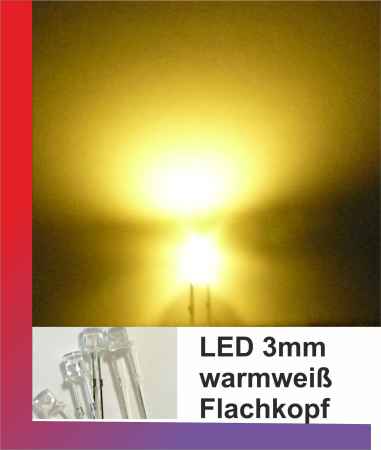 LED 3 mm warmweiß warmwhite Flachkopf