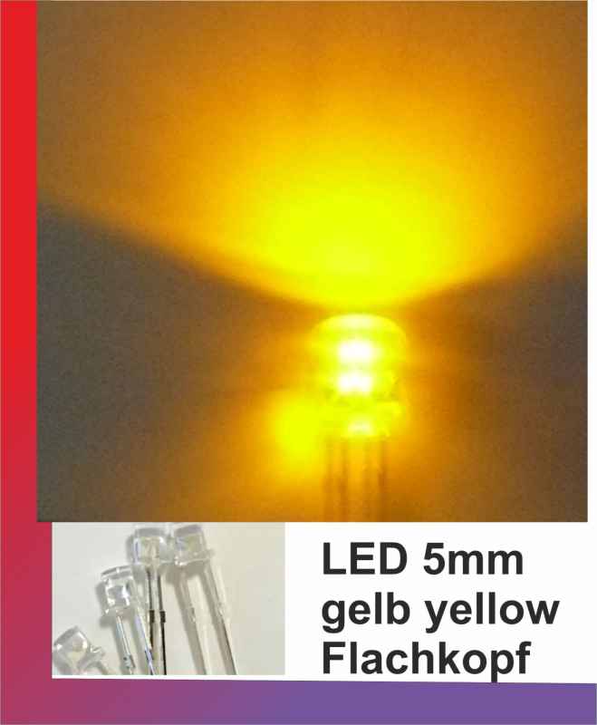 LED 5 mm gelb yellow Flachkopf