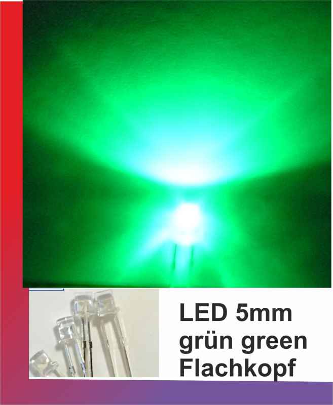 LED 5 mm grün green Flachkopf