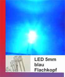 LED 5 mm blau blue Flachkopf