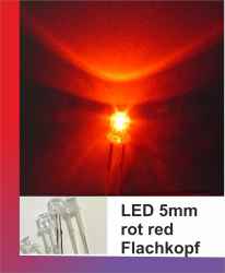 LED 5 mm rot red Flachkopf